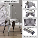 DUHOME Chaises de Salle à Manger Cuisine, Lot de Chaise Bistrot Industriel en Métal, Empilables Chaise de Cuisine, Scandinave Chaise Tabouret pour Bar, Café, Restaurant, Jardin (1PCS, Métallique)