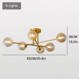 Pilanp Plafonnier Moderne Globe en Verre ambré plafonnier Multi-lumières plafonnier Salon Cuisine Chambre plafonniers intérieur Plafond Lustre décor à la Maison