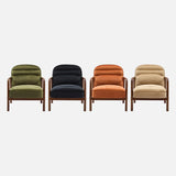 sweeek - Fauteuil scandinave Bois d'hévéa teinté Noyer et Tissu Velours Terracotta