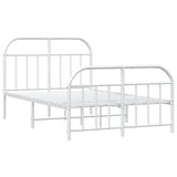 Capwee Lit 120x190 cm Cadre de lit en métal Lit Double en Métal pour Adultes-Blanc-120 x 190 cm-avec tête de lit et Pied de lit