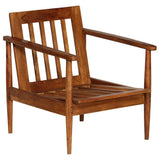 vidaXL Fauteuil Cuir Véritable avec Bois d'Acacia Marron Salle de Séjour Salon