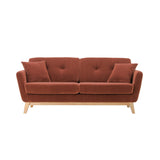 CONCEPT USINE | Canapé 3 Places HOGA Terracotta | Style Scandinave | Velours Côtelé Déhoussable | Assise Confortable Rembourrée | Pieds Obliques Bois | Design Tendance et Chaleureux