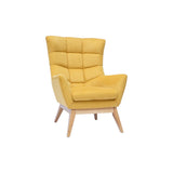 Miliboo Fauteuil scandinave en Tissu Effet Velours texturé Jaune Moutarde et Bois Clair Brody
