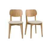 Miliboo Chaises Vintage en Bois Clair chêne et Tissu Beige (Lot de 2) Lucia