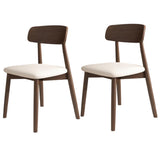 Lot de 4 chaises de salle à manger en bois massif – Assise rembourrée sans accoudoirs pour salle à manger, salon ou coiffeuse – Finition élégante blanche et noyer foncé pour une décoration d'intérieur