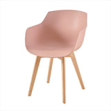 EGGREE Lot de 2 Chaises de Salle à Manger avec Pieds en Bois de Hêtre Massif, Fauteuils Scandinaves Chaise de Salon avec Accoudoirs, Rose Fumé