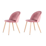 GrandCA HOME Lot de 2 Chaises de Salle à Manger , avec Coussin de Siège en Velours Doux, Latérales Rembourrées pour Salon, Cuisine , Rose