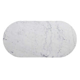 Lolahome Table de Salle à Manger Ovale en marbre et métal Vintage Noir/Blanc 120 x 60 x 71 cm