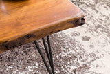 Table basse design Sheesham en bois massif - Bord d'arbre - 56 x 38 x 51 cm - Table en bois de sheesham avec pieds en métal - Table de salon de style maison de campagne rustique