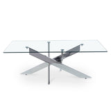 Mobilier-Deco Neola - Table Basse Design rectangulaire en Verre Pieds argentés
