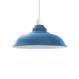 LEDSone Abat-jour de plafond industriel moderne en métal, grand abat-jour courbé de 32 cm, facile à installer, pour salon, cuisine, couloir (plaque réductrice gratuite) (Bleu Clair)