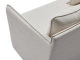 Vente-unique - Canapé 3 Places en Lin et Tissu chiné Blanc MASLINO de Maison Céphy