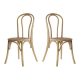 EME Lot de 2 chaises de salle à manger Thonet naturel. Chaises rustiques fabriquées en bois d'orme avec assise en rotin. Couleur naturelle. Comprend 2 unités.