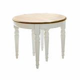 Loberon Table à manger Pinecrest, style maison de campagne, design rond, flexible, extensible grâce à 2 plaques supplémentaires, charme rustique, table de salle à manger, bois de sapin, bois de