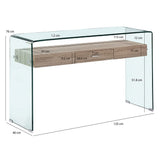Meubletmoi Console en Verre trempé et Caisson avec tiroir en Bois MDF - Design Contemporain - Ice