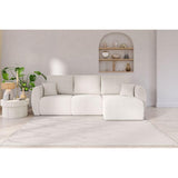 BAÏTA Canapé d'angle REFA Convertible Tissu Bouclette Blanc