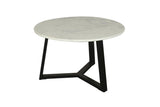 byLIVING Table Basse Cross/Plateau de Table en marbre Blanc/Structure en métal Noir/Table Basse/Table de Salon/Table Ronde/diamètre 75 x Hauteur 46 cm