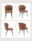 6XPCS Chaises de salle à manger en cuir PU , chaises de salle à manger et de cuisine modernes, capacité de charge de 150KG Chaises d'appoint tapissées avec pieds en acier-MARRON (2, marron, Moyen)