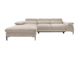 Vente-Unique - Canapé d'angle Gauche Convertible en Velours Beige SEPINA