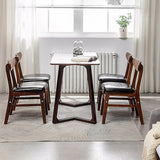 Lot de 2 chaises de salle à manger en bois massif avec assise rembourrée sans accoudoirs, idéales pour salle à manger, salon, chambre à coucher, noir