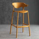 Chaise de bar empilable en plastique jaune pour comptoir de cuisine et loisirs en plein air, dossier haut, design robuste, idéal pour la maison, le jardin, le pub, le salon, hauteur d'assise de 65 cm