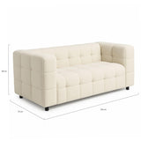 IDMarket - Canapé Droit 2 Places capitonné AMANCE en Tissu Bouclette Beige