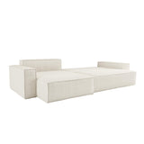LOUNGITUDE Canapé Farah d'angle Max réversible et Convertible 5 Places en Tissu Bouclette