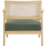 HOMIFAB Fauteuil en Tissu bouclé Vert et cannage Naturel - Tim