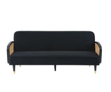 BAÏTA Canapé Droit Convertible Lea 3 Places en Velours Noir