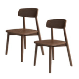 MidCentury Lot de 2/4/6 chaises de salle à manger modernes en chêne massif avec dossier large et arrondi pour cuisine, salle à manger, salon, chambre à coucher, bureau (finition noyer foncé)