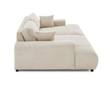 Lisa Design - Canapé Double Méridienne Garance en Velours Côtelé - Sofa Beige 3 Places - Salon