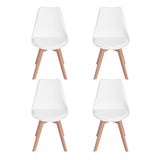 H.J WeDoo Lot de 4 chaises de Salle à Manger scandinaves, Chaises Rétro Bois de hêtre Massif- Blanche