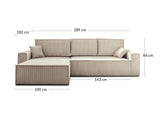 Best Mobilier - Canapé d'angle Convertible Réversible Dellia en Velours Côtelé - Canapé Lit - Sofa Vert Sauge 4 Places - Angle Droit - ou Gauche - Salon