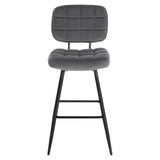 EUGAD Tabouret Bar, Chaise de Bar, avec Dossier, Repose-Pieds, Siège Rembourré, en Velours et Métal,Gris foncé,1043BY-1