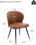 6XPCS Chaises de salle à manger en cuir PU , chaises de salle à manger et de cuisine modernes, capacité de charge de 150KG Chaises d'appoint tapissées avec pieds en acier-MARRON (2, marron, Moyen)