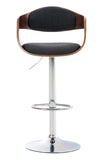 CLP Lot De 2 Tabourets De Bar Kingston en Tissu I Chaise Haute De Bar Réglable en Hauteur I Piètement Métallique I Rembourrage Epais, Couleur:Noyer/Gris foncé