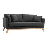 Miliboo Canapé scandinave déhoussable 3 Places en Tissu Gris foncé et Bois Clair Oslo