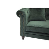 Paris Prix Canapé 3 Places en Velours Chesterfield 217cm Vert