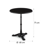 blumfeldt Patras - Table de bistrot avec Bord décoratif, Table Haute avec Pied en Fonte, Table de Bar pour l'intérieur et l'extérieur, imperméable, résistante au Gel, Ø 60cm, Hauteur 71 cm, Noir