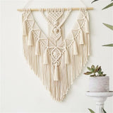 BMIDRUT Tapisserie macramé en coton tissé à la main avec pompons, décoration artisanale, chambre à coucher, salon, appartement, 45 x 75 cm