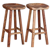 vidaXL Lot de 2 Tabourets de Bar, Chaise de Pub, Siège de Bistrot, Meuble de Salle à Manger Cuisine Salon Maison Intérieur, Bois d'Acacia Massif