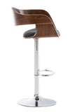 CLP Lot De 2 Tabourets De Bar Kingston en Tissu I Chaise Haute De Bar Réglable en Hauteur I Piètement Métallique I Rembourrage Epais, Couleur:Noyer/Gris foncé