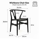 Tomile Wishbone Chaise en Y en bois massif et rotin naturel