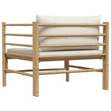 vidaXL Canapé de Jardin avec Coussins Fauteuil d'Extérieur Canapé de Patio Meuble de Terrasse Fauteuil de Jardin Blanc Crème Bambou