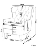 Fauteuil Chesterfield En Tissu Gris Clair Haut Dossier à Clous Pieds Courbes Viborg