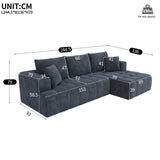 Cayipng Canapé d'angle modulaire, canapé nuage, canapé 3 places, canapé transformable, tissu chenille, librement combinable, pas besoin de montage (Bleu)