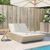 Gecheer Chaise Longue Double avec Coussins Beige résine tressée, Bain de Soleil inclinable de Jardin Exterieur, Dossier Réglable Lit de Jardin Transat de Plage Relax
