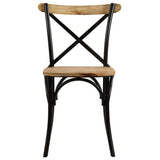 vidaXL Chaises à Dossier croisé Lot de 2 Noir Bois de manguier Solide