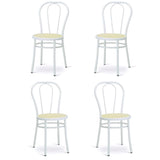 Tomaino - Chaise de cuisine en fer avec assise en paille - Ensemble de chaises de salle à manger Vienne pour restaurant, bar, Osteria, Trattoria Model Thonet, Bistrot (4, Blanc)