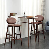 HWSY Tabourets de Bar en Bois Massif Simples et Modernes, Pieds en Noyer, siège en PU avec Dossier, Chaise de Petit-déjeuner, Hauteur d'assise 75 cm (Couleur: Marron) Interesting